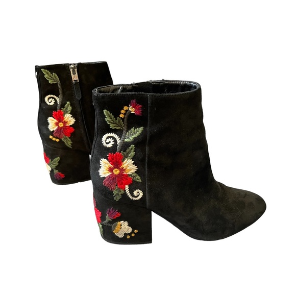 Sam Edelman Floral, Embroidered, Suede + Leather Heel Booties - Picture 8 of 13